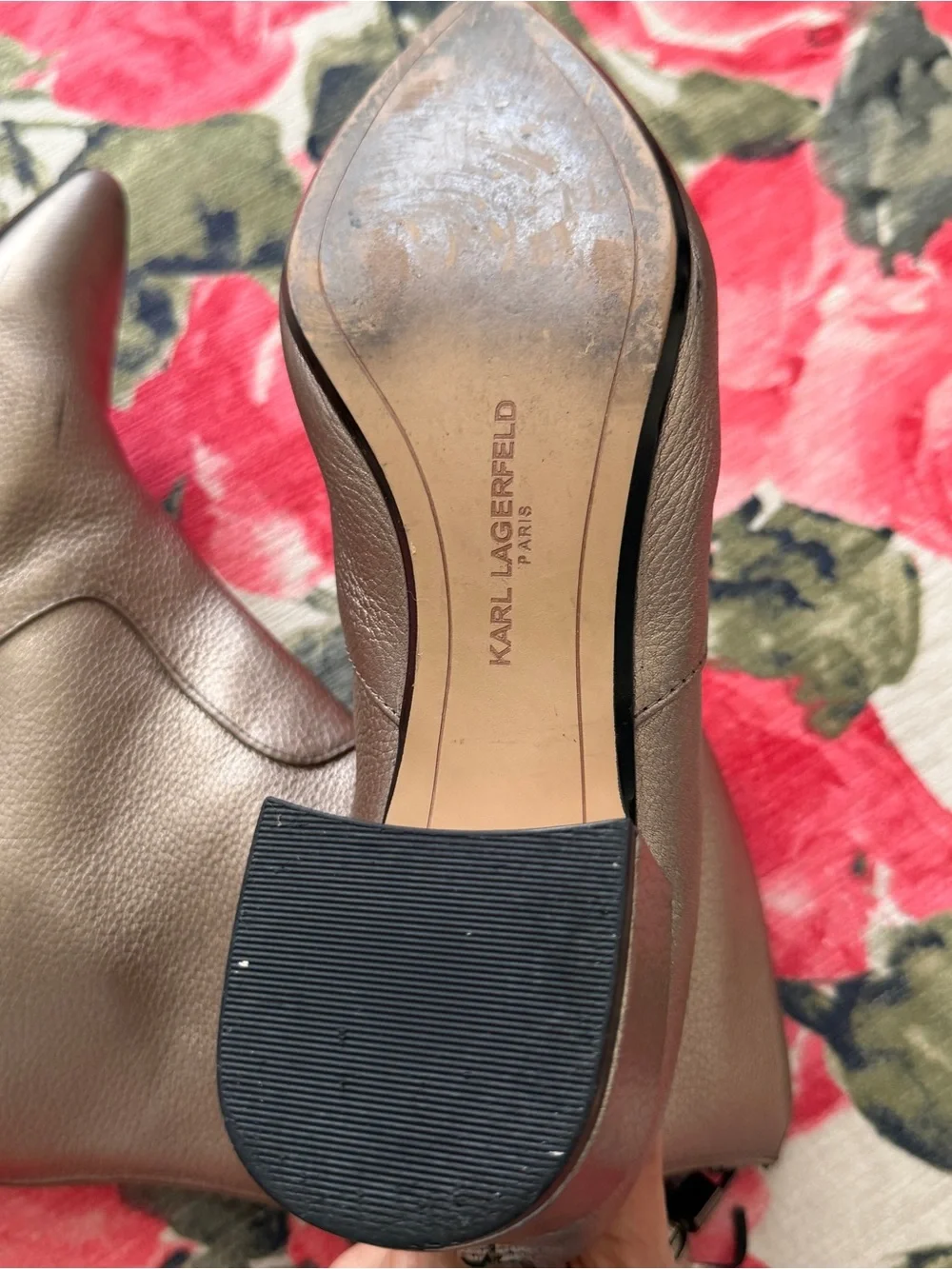 Karl Lagerfeld Metallic Brown Pointed Toe Ankle Boots